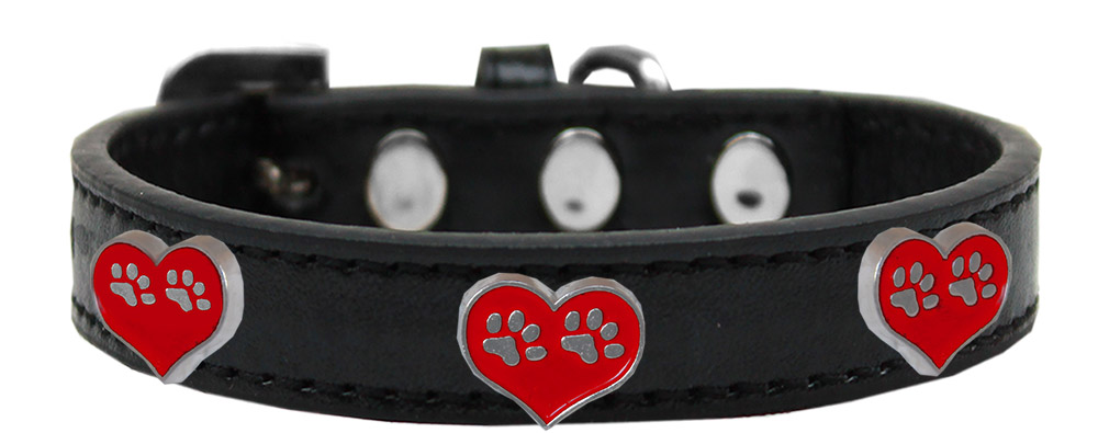 Paw Heart Widget Dog Collar Black Size 14